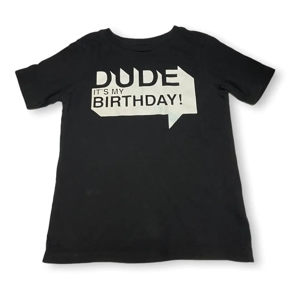 The Children's Place‎ Boys Shirt Size 5T Dude It's My Birthday Tee T-Shirt Black